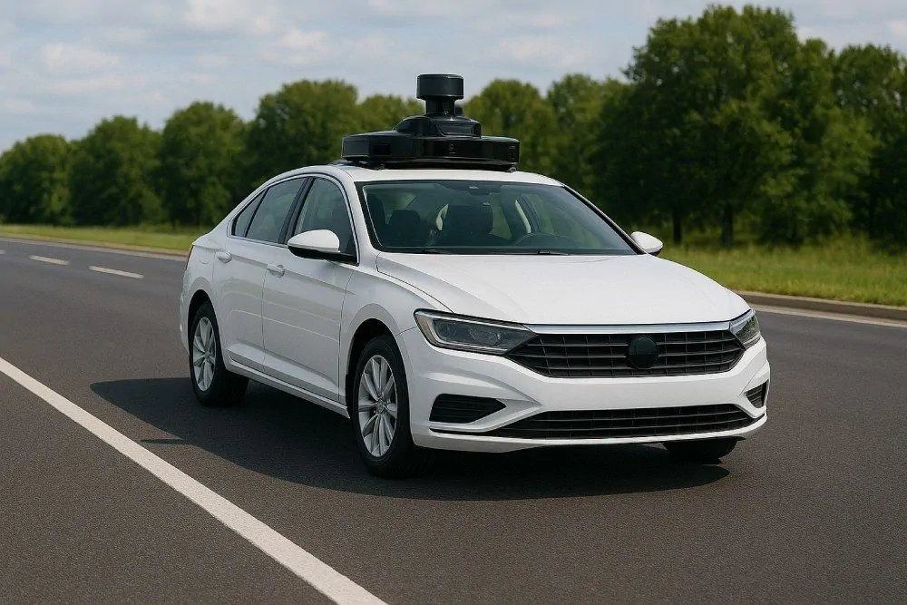Autonomous car on marked road